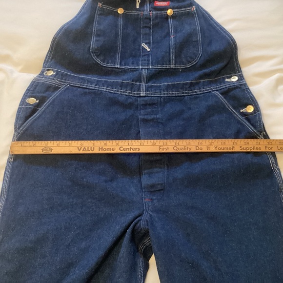 Dickies Mens denim Button Fly Bib Overalls size 40 Made in USA vintage - Picture 10 of 13